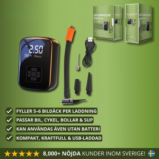 Lufta™ – Ett klick. Fullt tryck. Allt från bil- och cykeldäck till scooter, boll och SUP-bräda – alltid redo!
