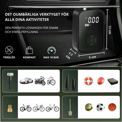 Lufta™ – Ett klick. Fullt tryck. Allt från bil- och cykeldäck till scooter, boll och SUP-bräda – alltid redo!