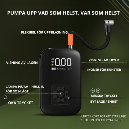 Lufta™ – Ett klick. Fullt tryck. Allt från bil- och cykeldäck till scooter, boll och SUP-bräda – alltid redo!
