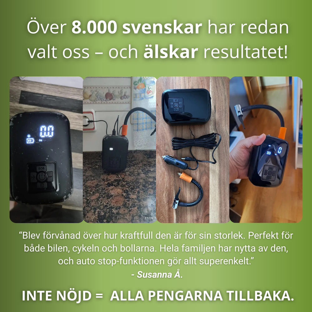 Lufta™ – Ett klick. Fullt tryck. Allt från bil- och cykeldäck till scooter, boll och SUP-bräda – alltid redo!