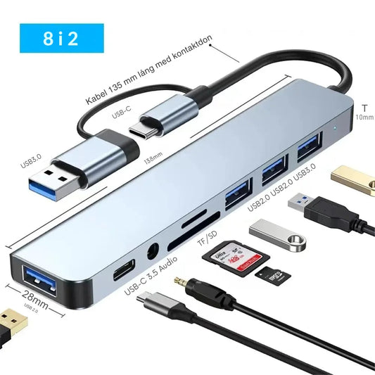 Unify™ 8-i-2 USB-hubb - anslut allt i ett enda drag