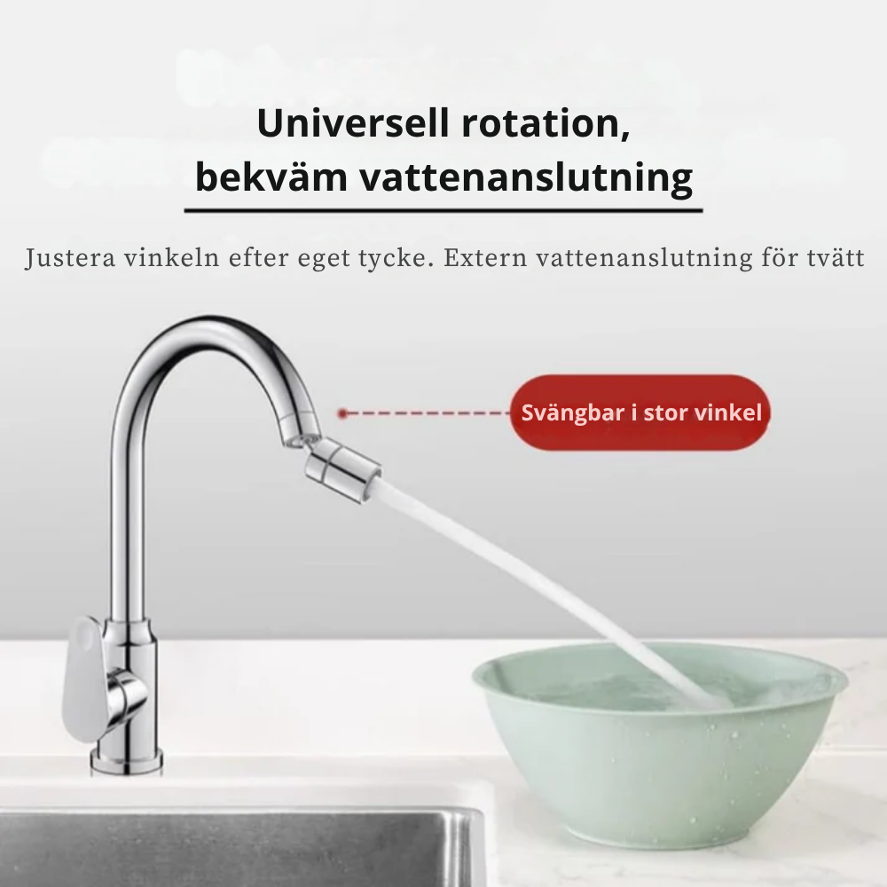 FlexiJet™ | 360-graders kranutlopp med kraftfull jet- och sprayfunktion.